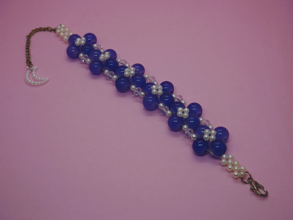Thumbnail: Handmade Blue and white Bracelet with charm for women and Girls