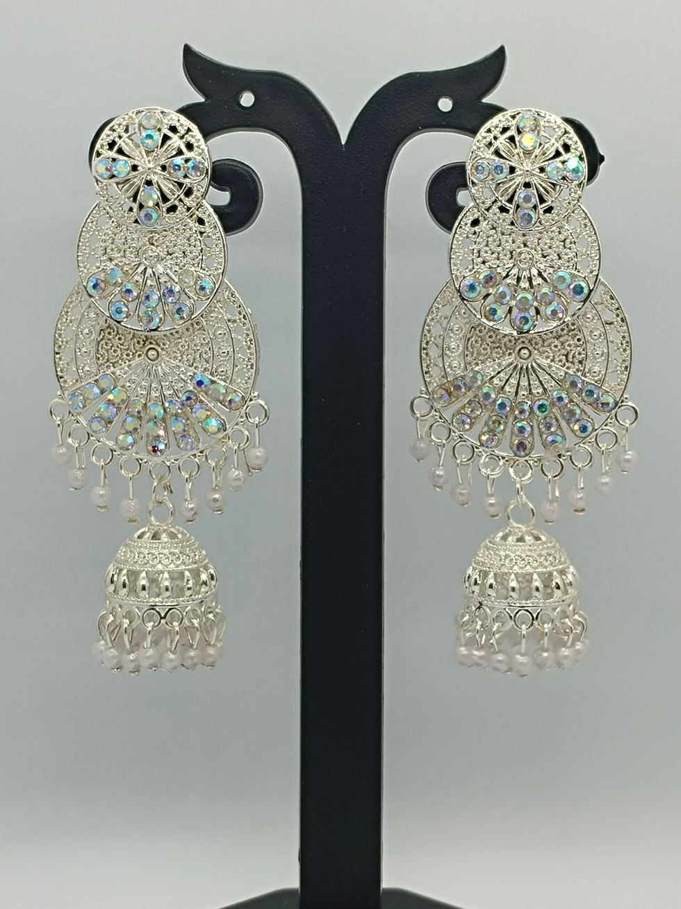Thumbnail: Traditional Silver Color Jhumka Earring for Women and Girls