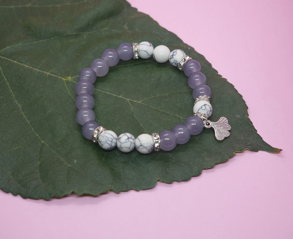 Thumbnail: Handmade Grey and white Bracelet with charm for women and Girls