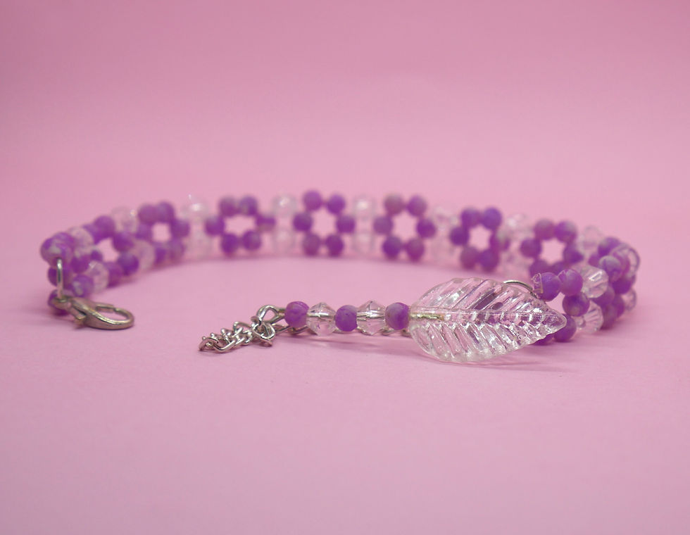 Thumbnail: Handmade pink and crystal white bead Bracelet for women and Girls