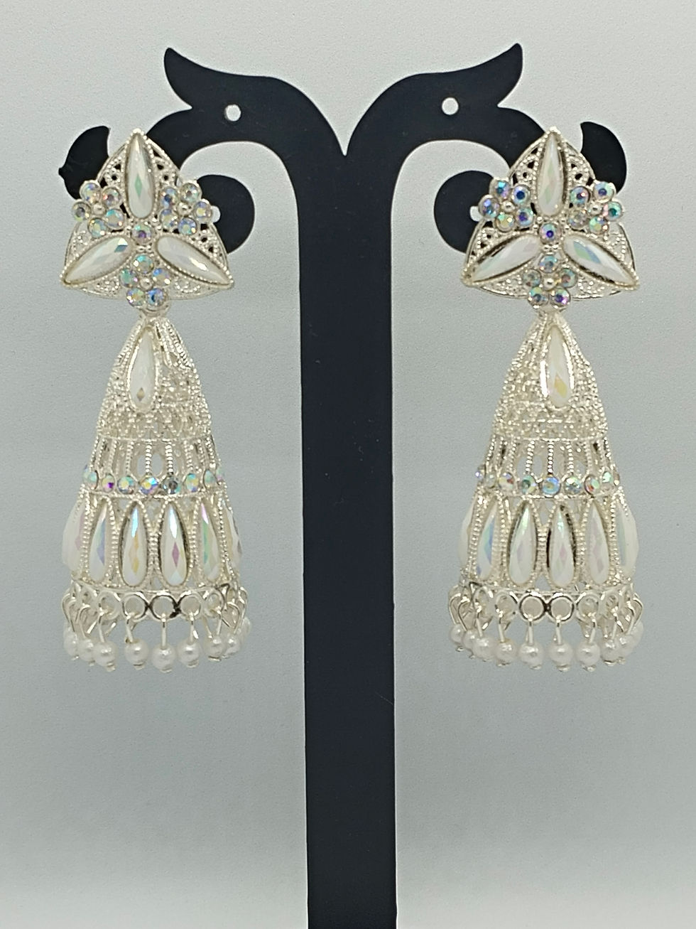 Thumbnail: Traditional Silver Color Jhumka Earring for Women and Girls