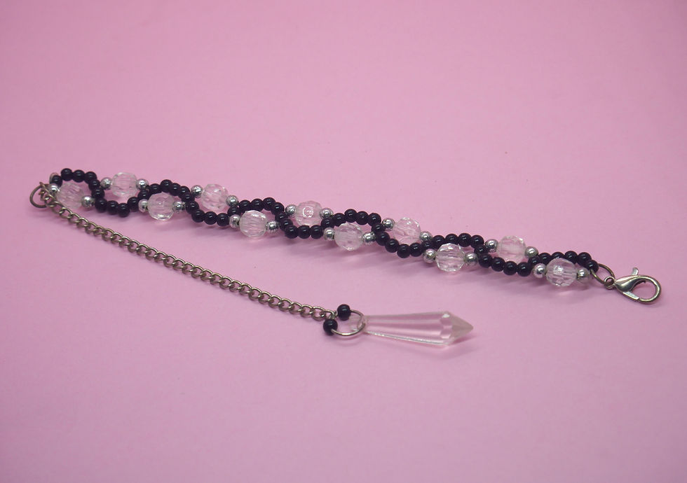 Thumbnail: Handmade black and crystal beaded Bracelet for women and Girls