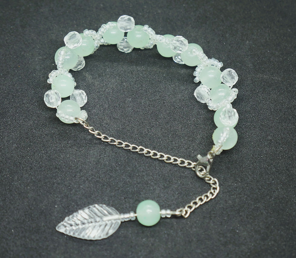 Thumbnail: Handmade Green and white Bracelet for women and Girls