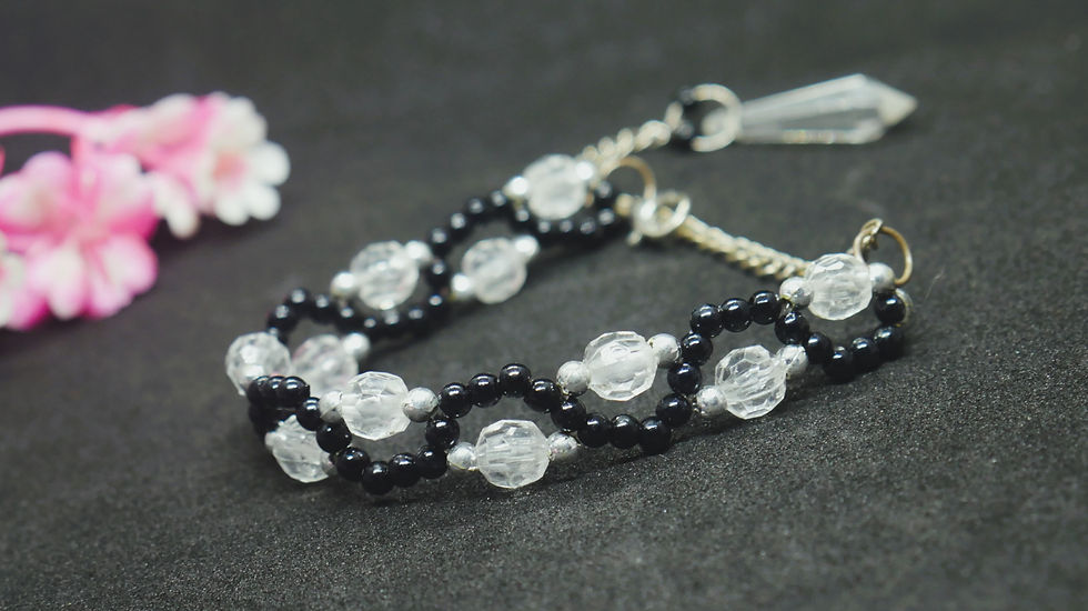 Thumbnail: Handmade black and crystal beaded Bracelet for women and Girls