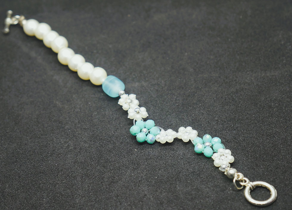 Thumbnail: Handmade Blue and white Bracelet with charm for women and Girls