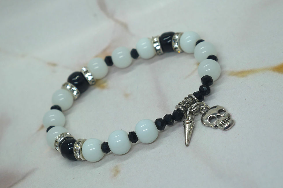 Thumbnail: Handmade Black and white Bracelet with charm for women and Girls