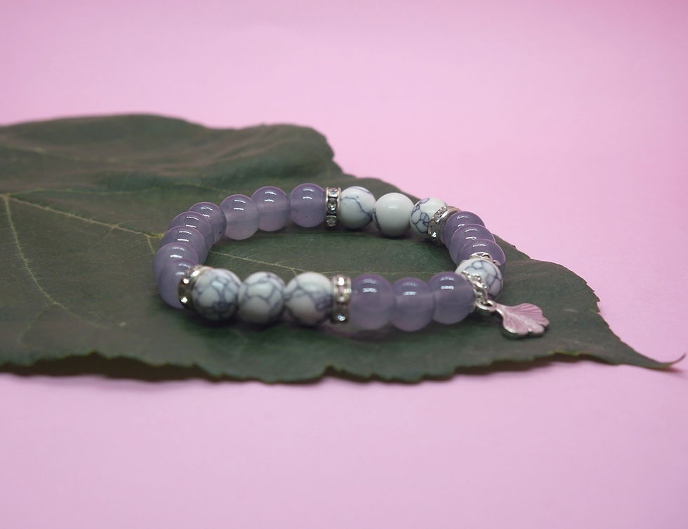 Thumbnail: Handmade Grey and white Bracelet with charm for women and Girls