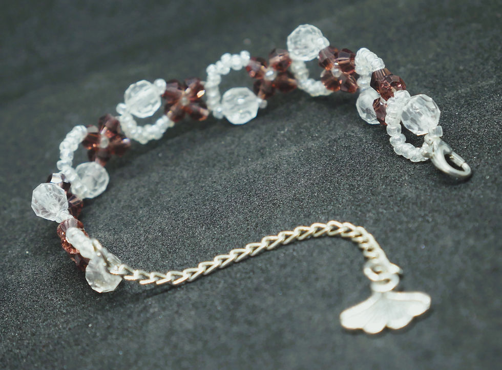 Thumbnail: Handmade Brown and crystal white beaded Bracelet for women and Girls