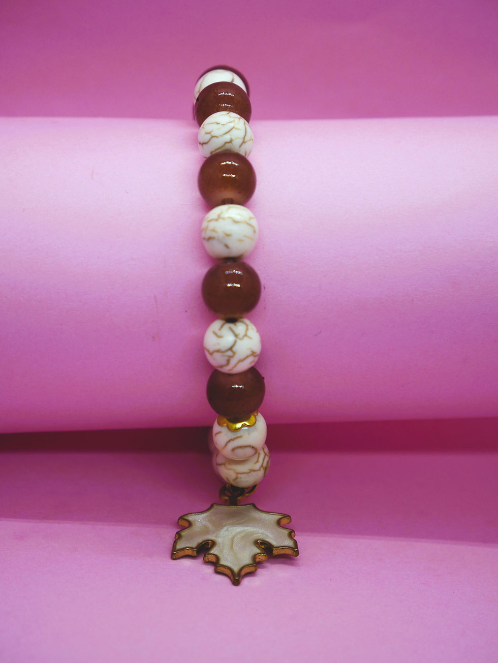 Thumbnail: Handmade Brown and white Bracelet with charm for women and Girls