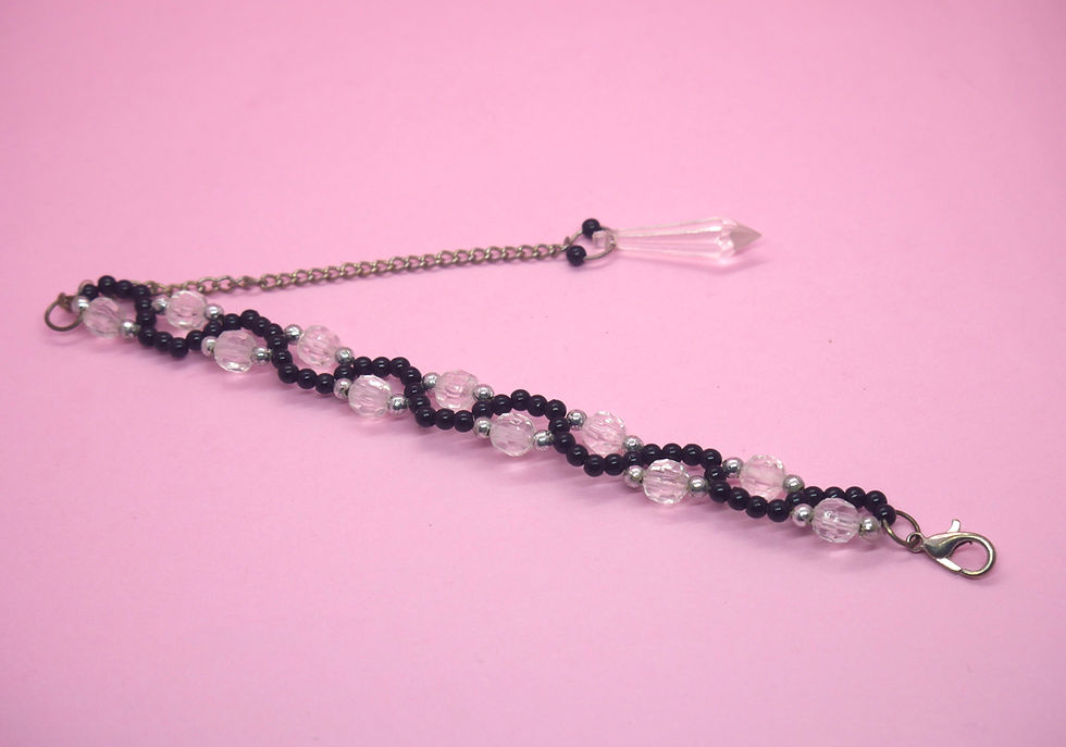 Thumbnail: Handmade black and crystal beaded Bracelet for women and Girls