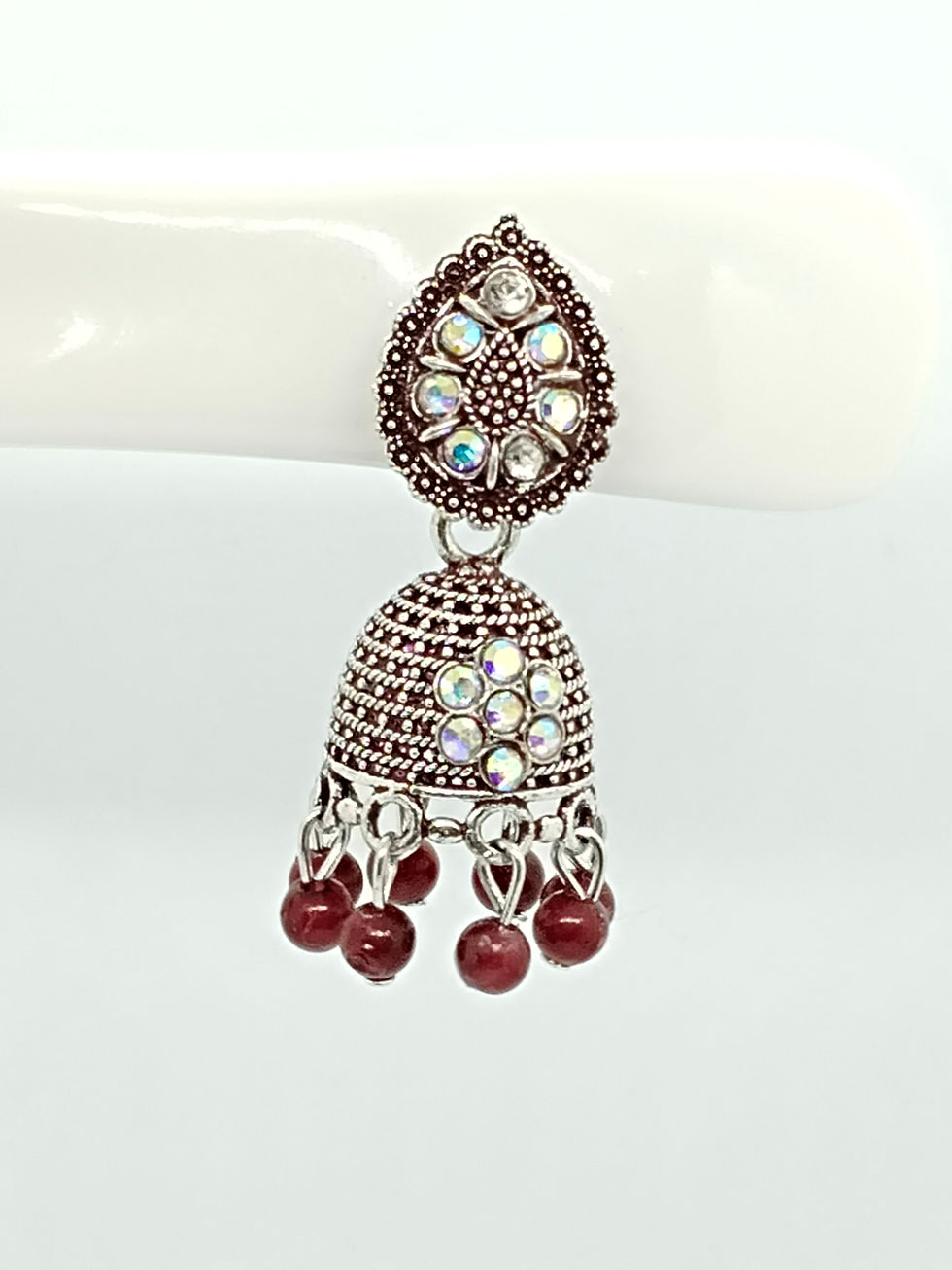 Thumbnail: Traditional Maroon Color Jhumka Earring for Women and Girls