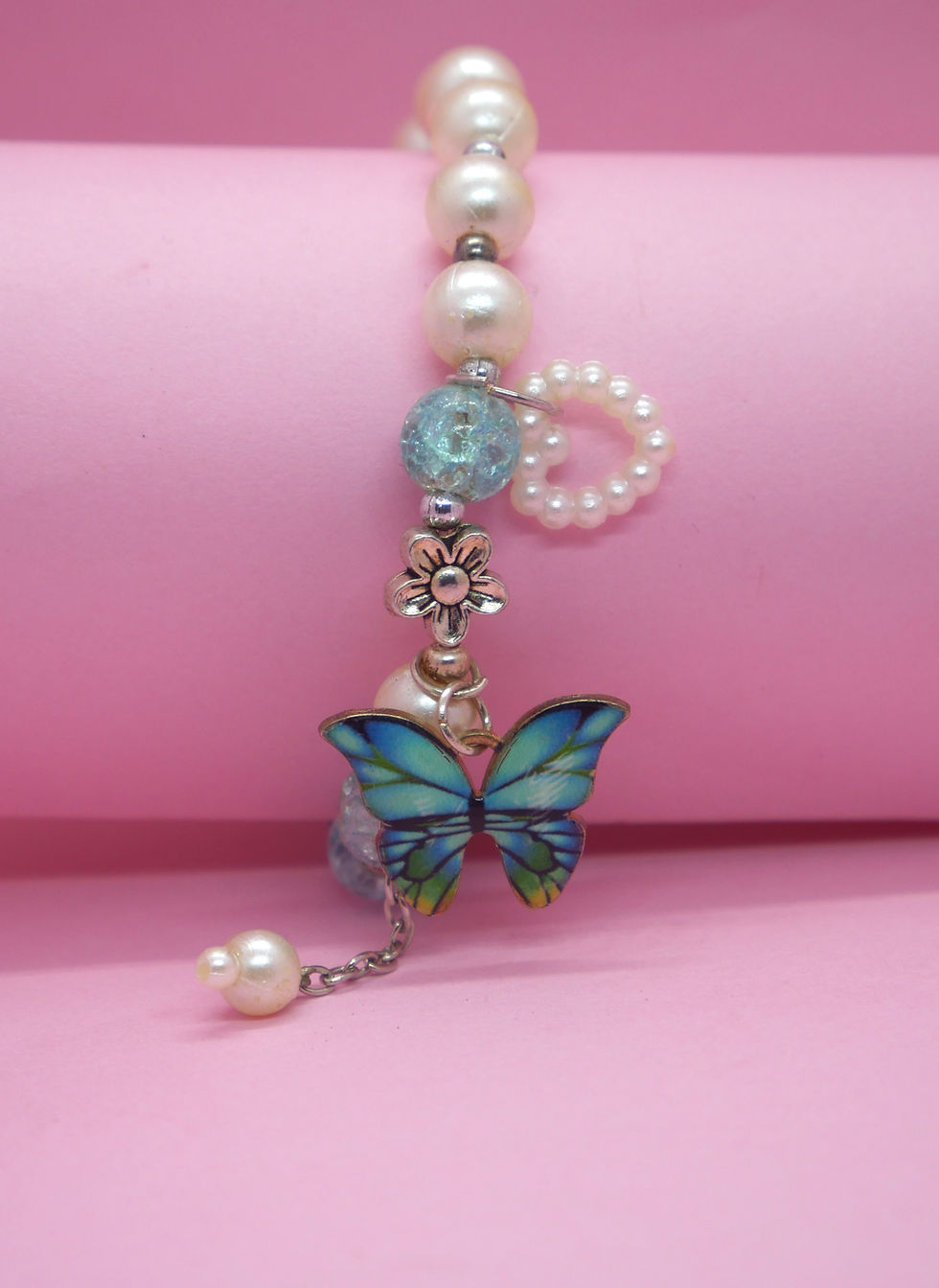 Thumbnail: Handmade Blue and white Bracelet with charm for women and Girls