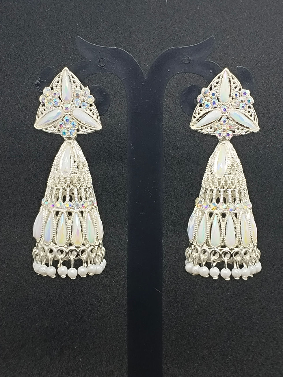 Thumbnail: Traditional Silver Color Jhumka Earring for Women and Girls