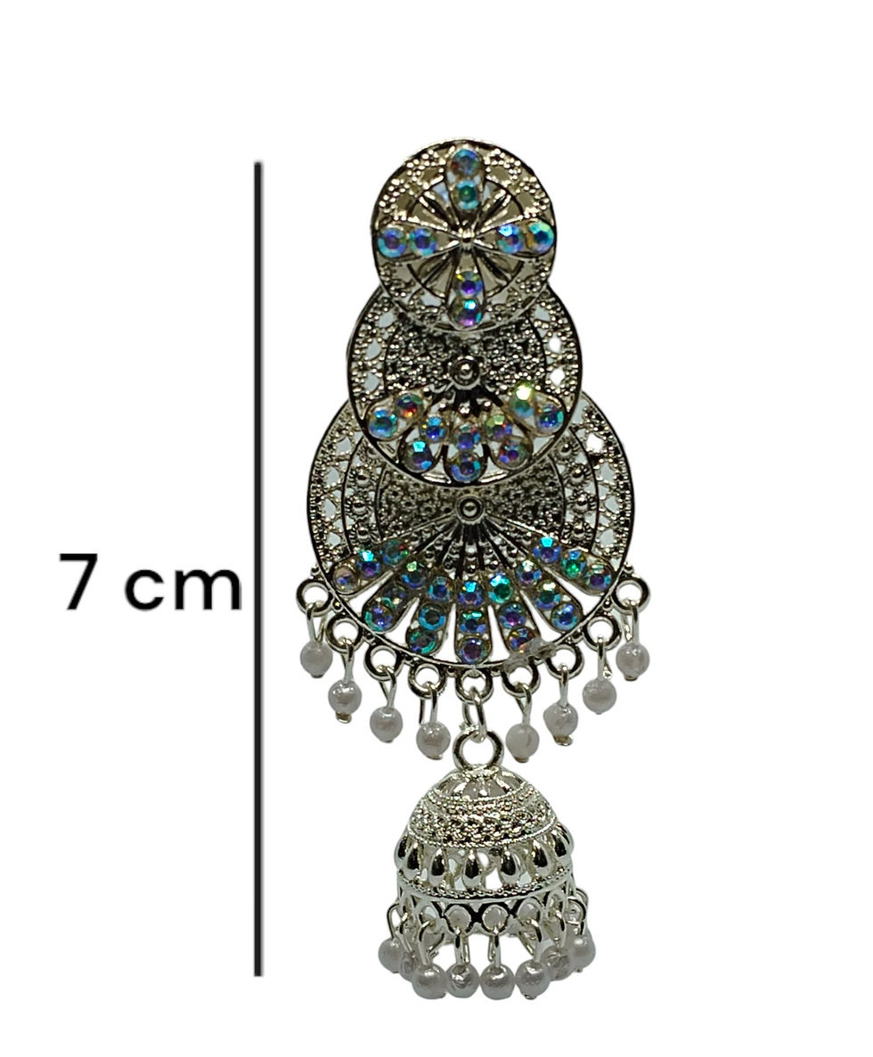 Thumbnail: Traditional Silver Color Jhumka Earring for Women and Girls