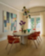 delray-beach-dining-room-bocci-chandelier-grasscloth-walls