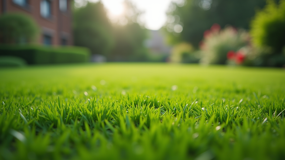 Close-up view of a well-maintained lawn with rich green grass