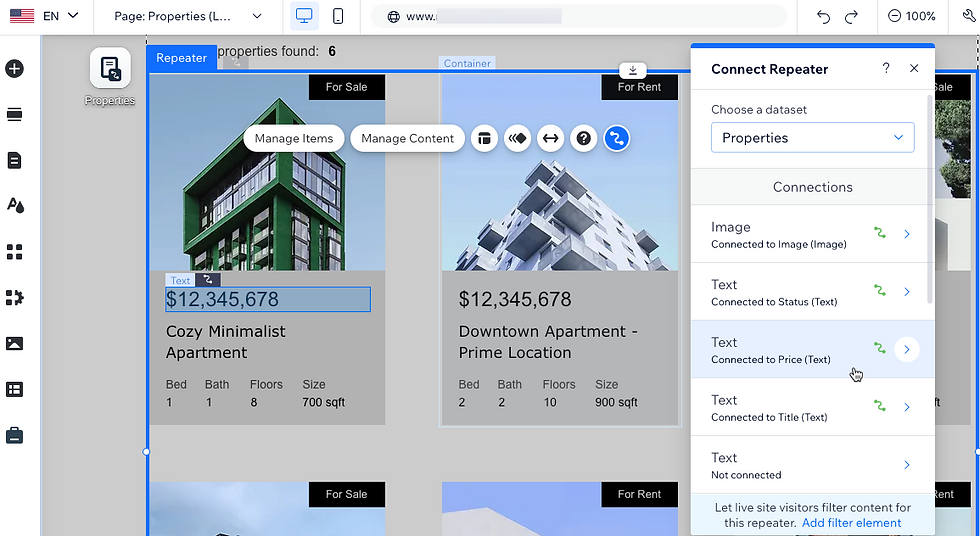 Wix Dynamic Pages with Repeaters