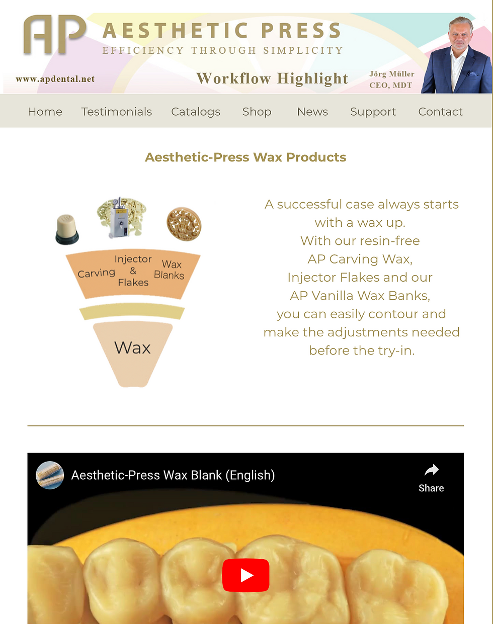 newsletter with photo of dental wax products