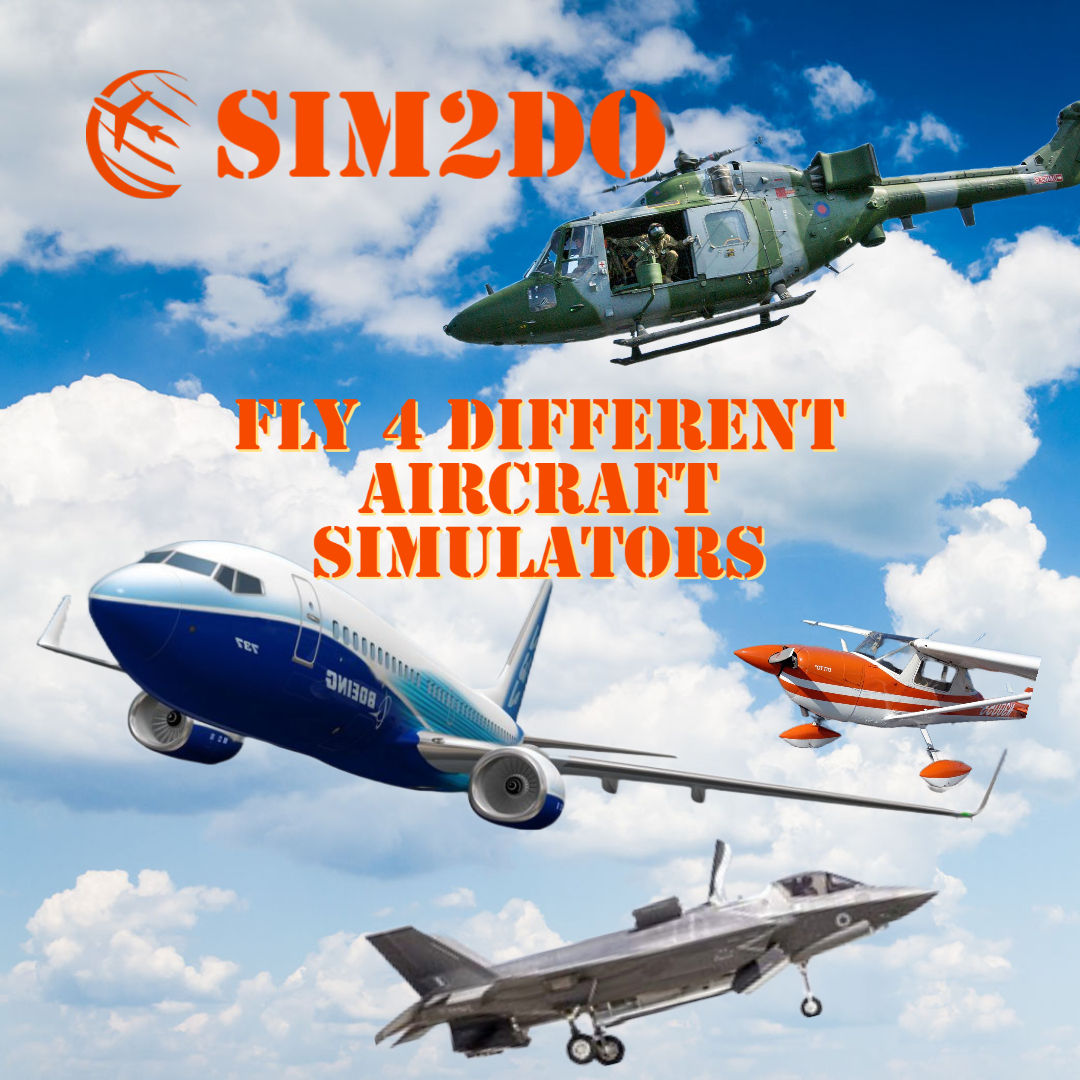 Fly 4 different aircraft simulator experience for 1 person