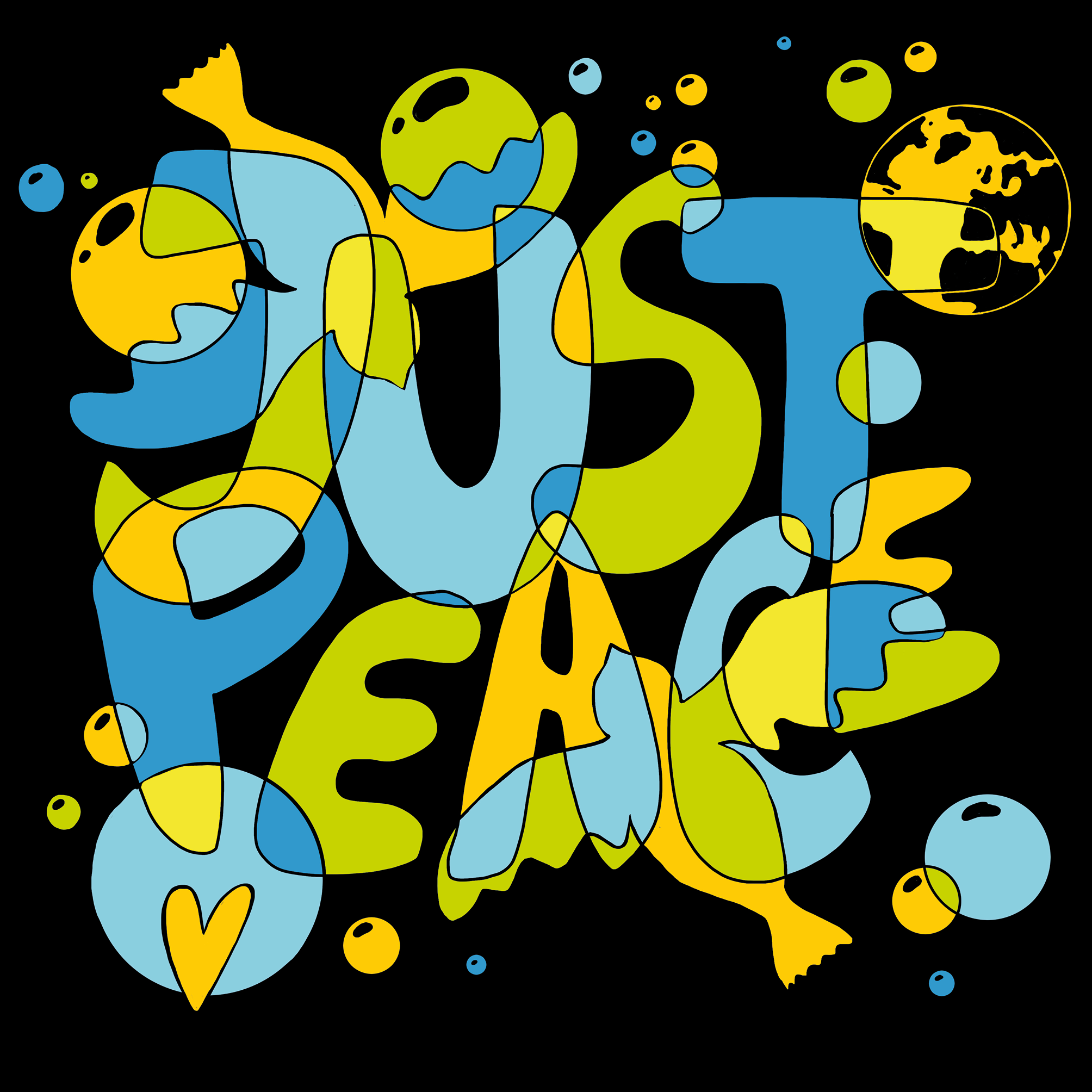 Just Peace Coloured Lettering black