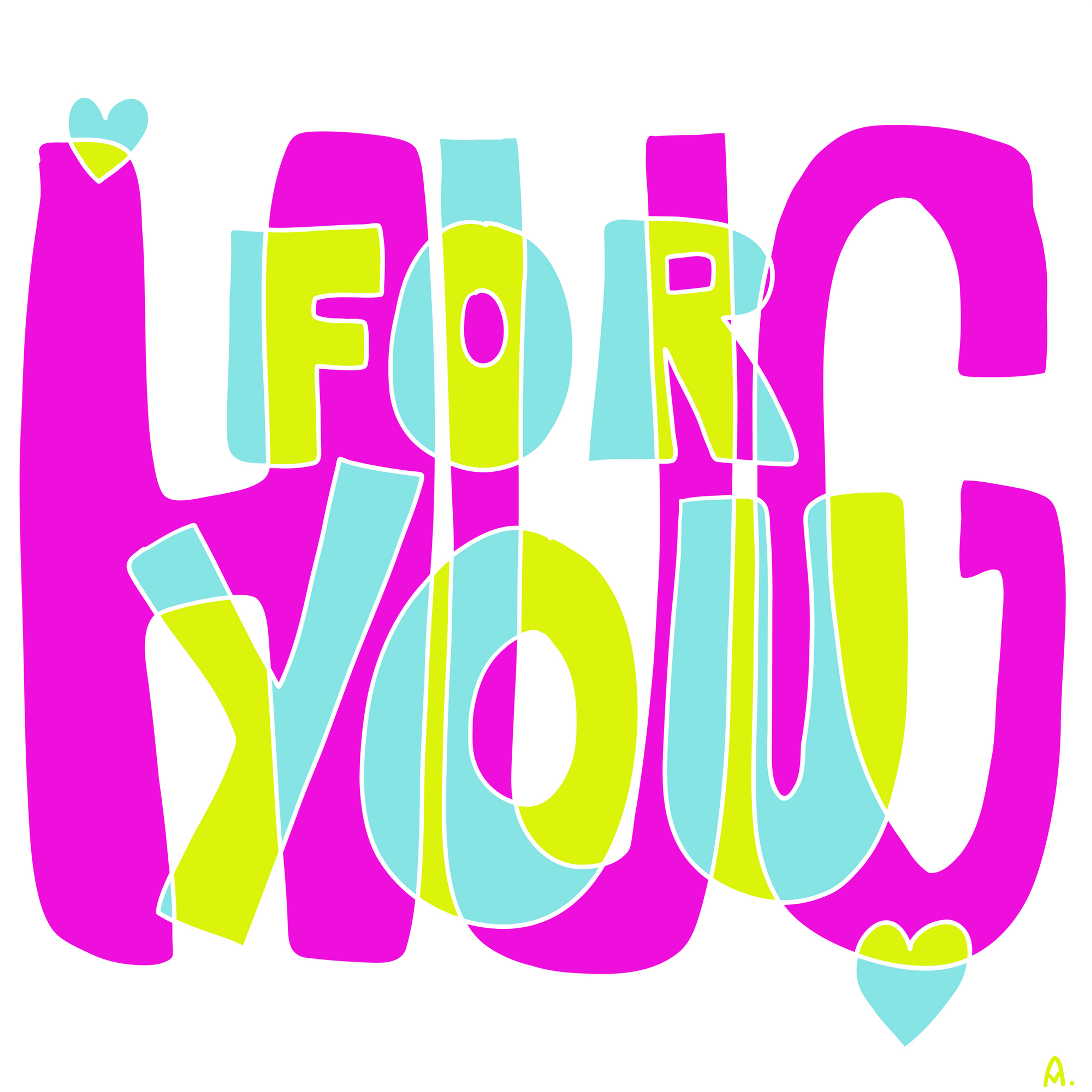Hug for You Coloured Lettering white