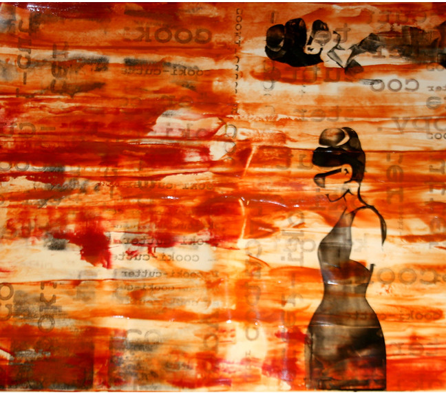 Gemälde in Acryl mit Silhouette von Holly aus Frühstück bei Tiffanys