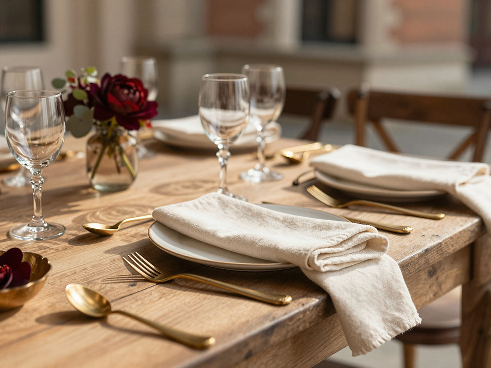 Elegant table setting for event planning services in Charlotte NC.