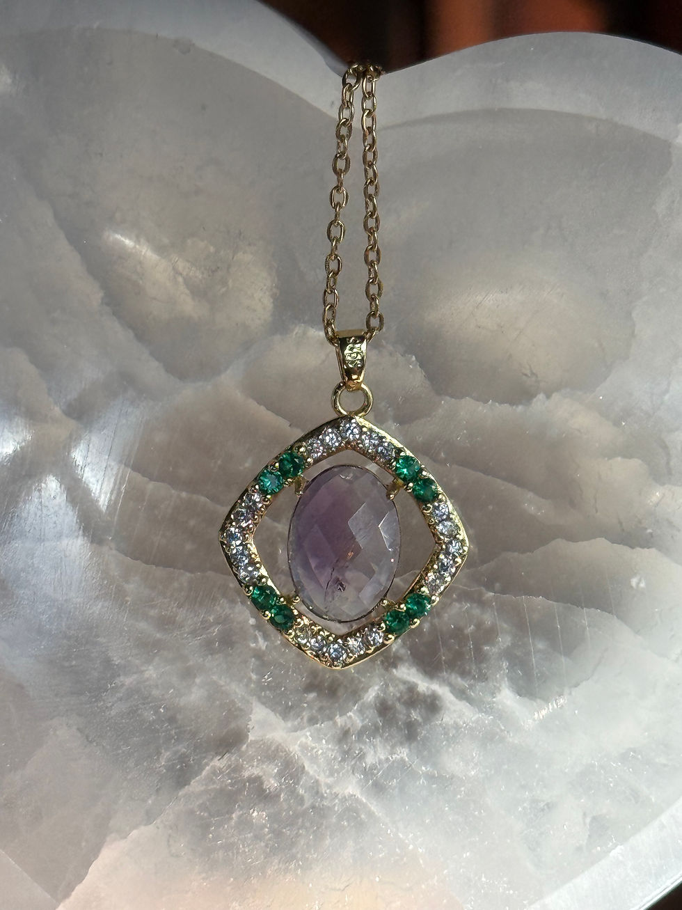 Thumbnail: Amethyst and Emerald Necklace