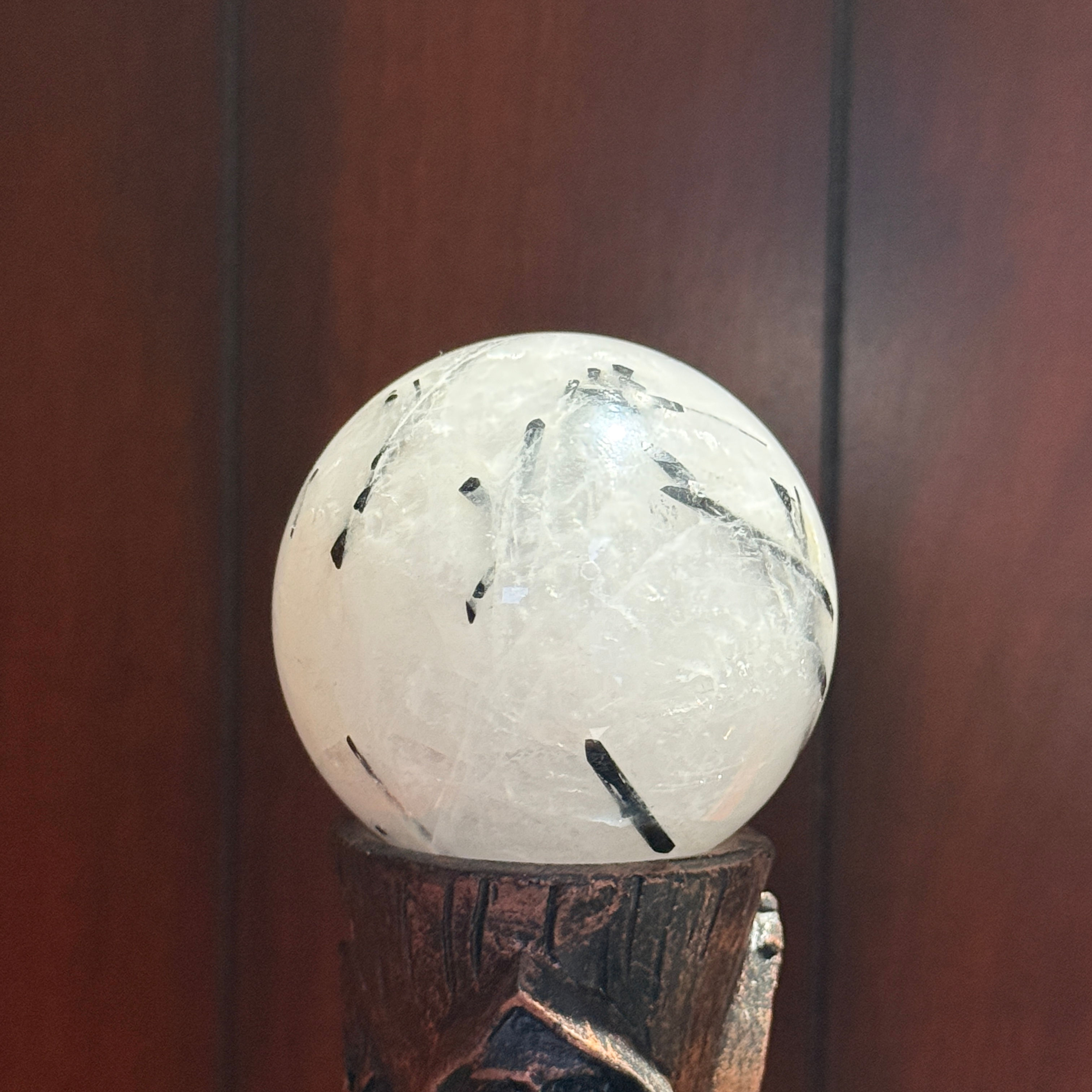 Black Tourmaline in Quartz sphere B