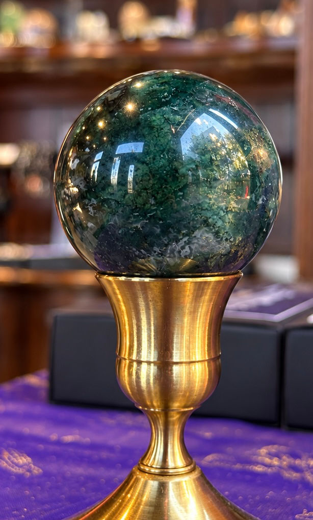 Moss agate sphere