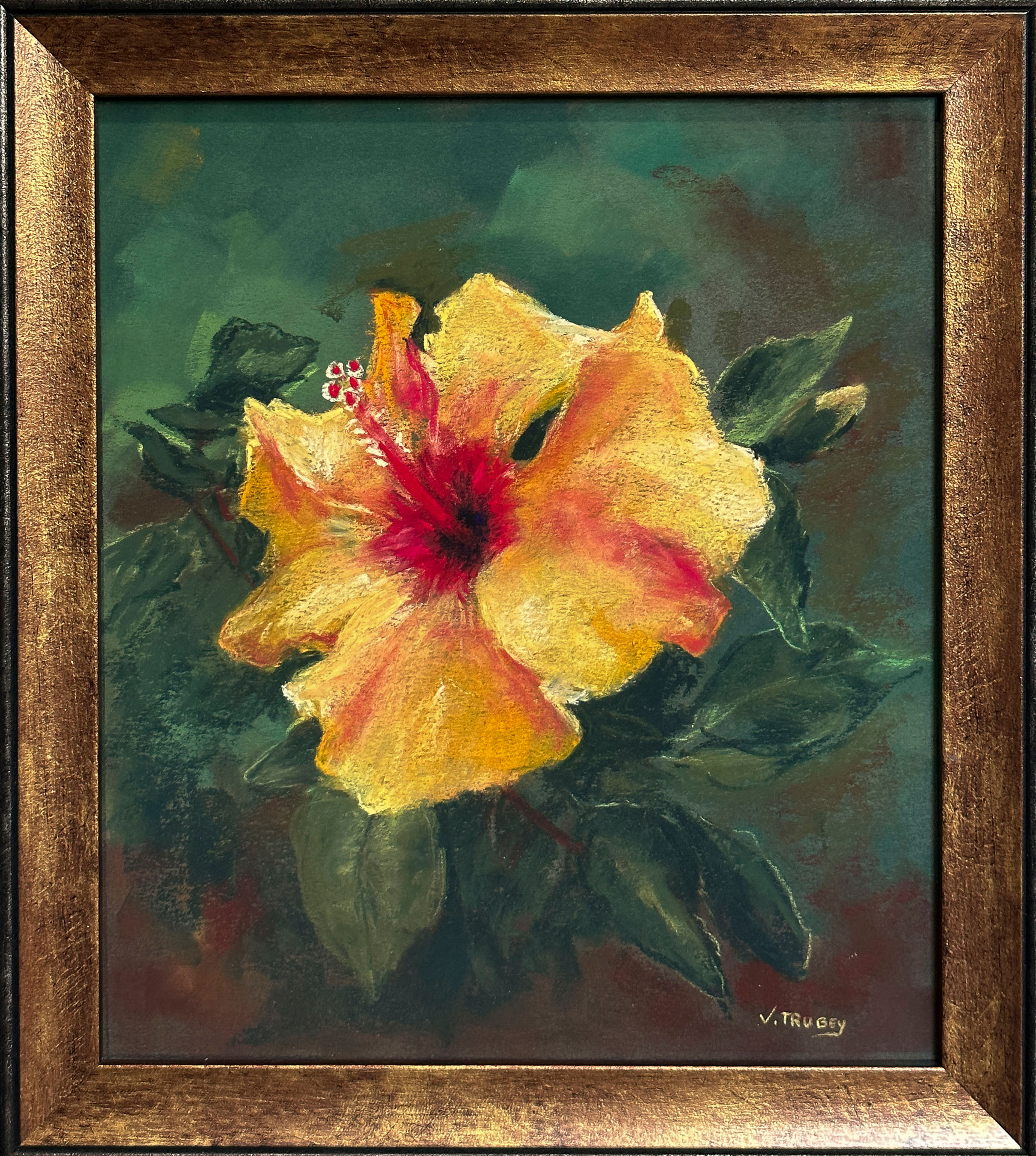 2022-Yellow Hibiscus/ 14 x 12.5 inches framed / Available
