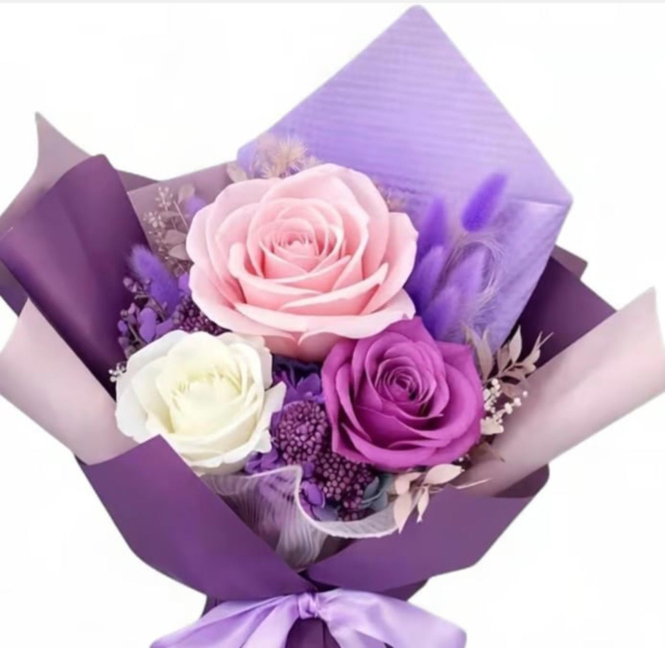 Congratulations in Bloom Purple Preserved Rose Bouquet