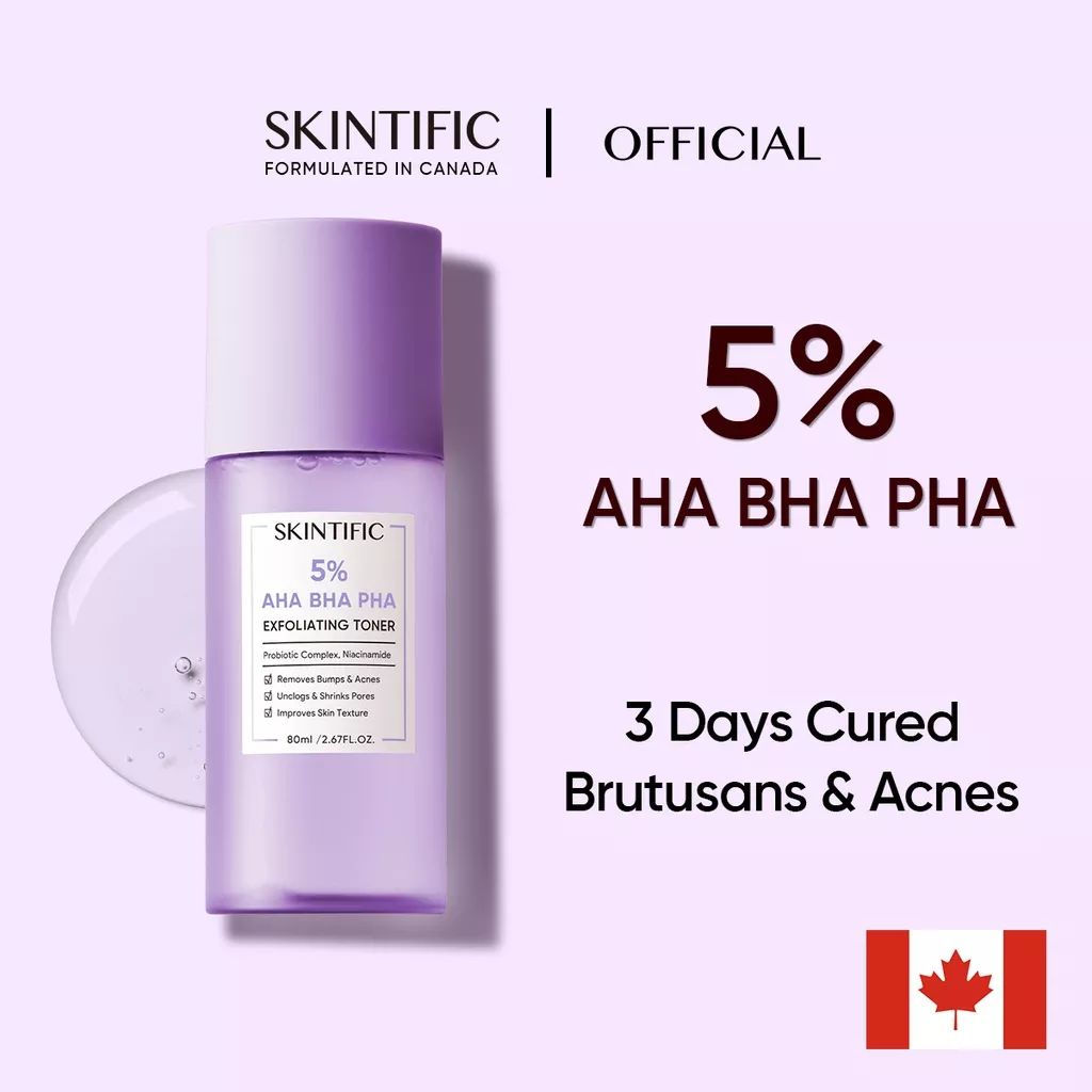 SKINTIFIC 5% AHA BHA PHA Exfoliating Toner Face Exfoliation Facial Glow