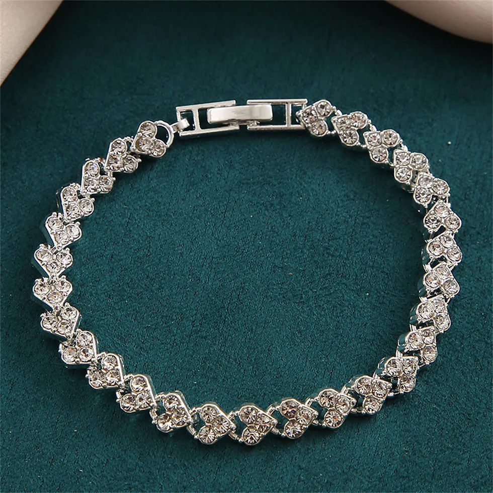 Thumbnail: Roman crystal geometric chain bracelet, fashionable women's Gothic style full di