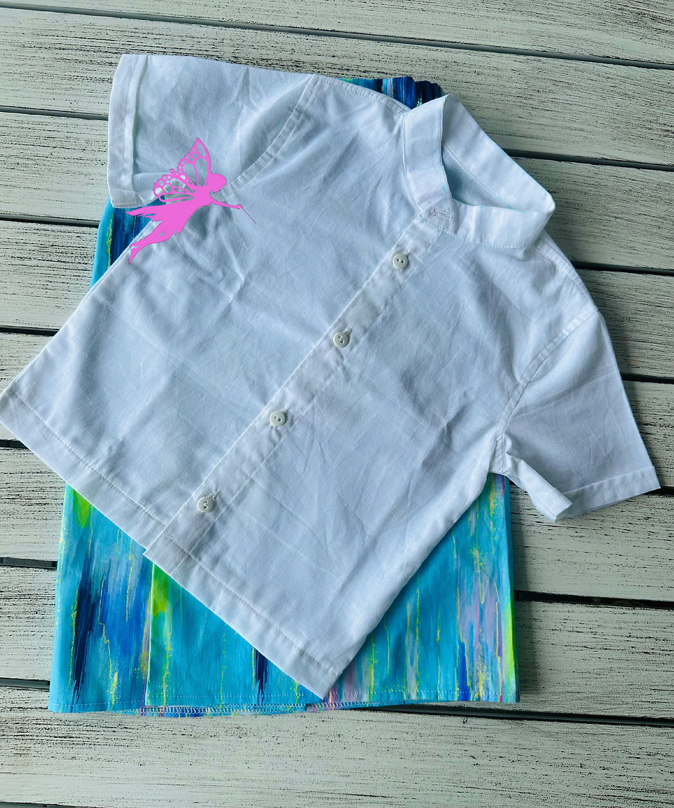 White shirt and batik sarong. Sri Lankan Boys Sarong and Shirt - Batik style. Fairy Mum