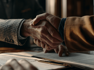 Handshake over contract papers