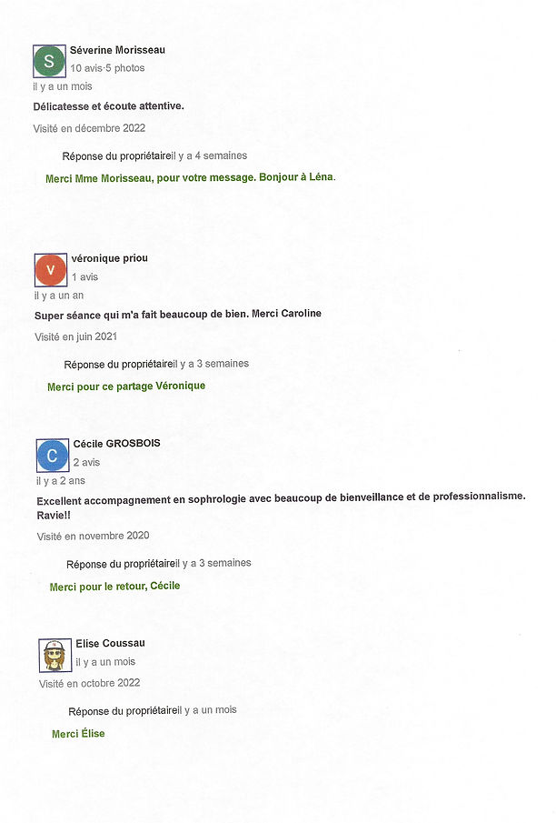 Avis Google Caroline Cheval Sophrologue EI 44