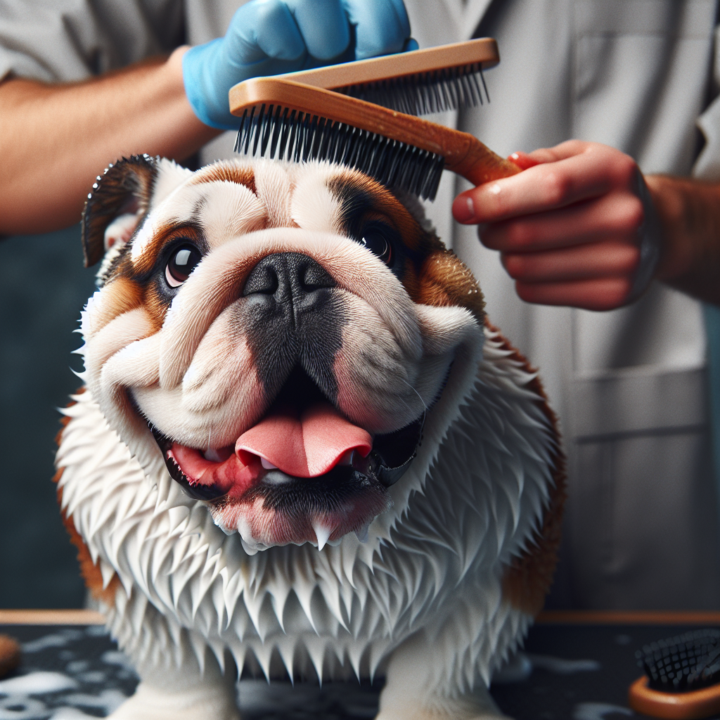 English Bulldog bathing