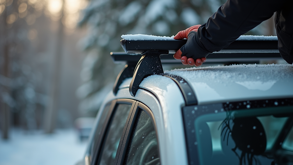 Close-up view of a roof rack installation process