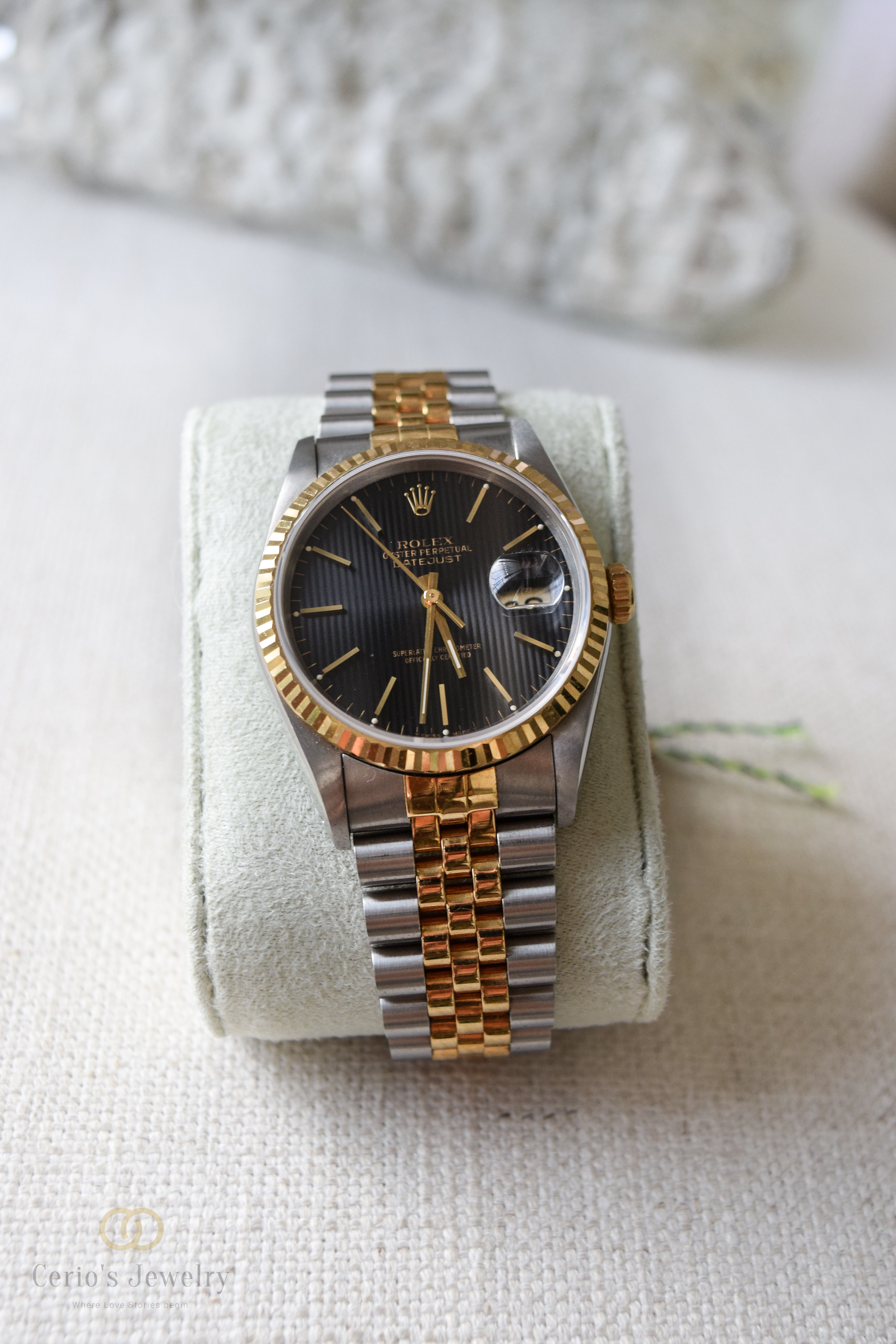Men's Rolex Datejust Black Tapestry Dial
