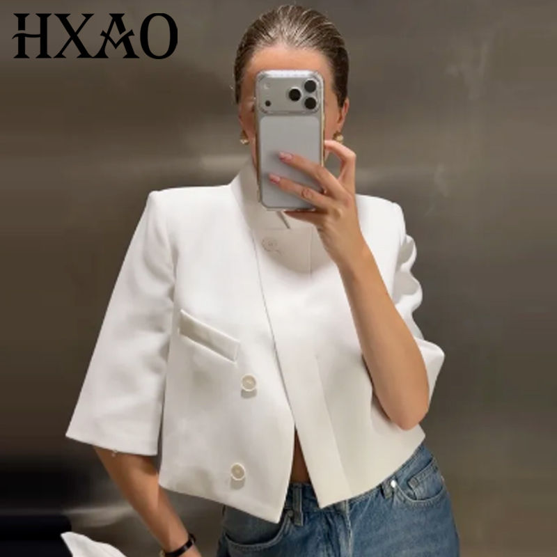 Marceline Asymmetric White Blazer