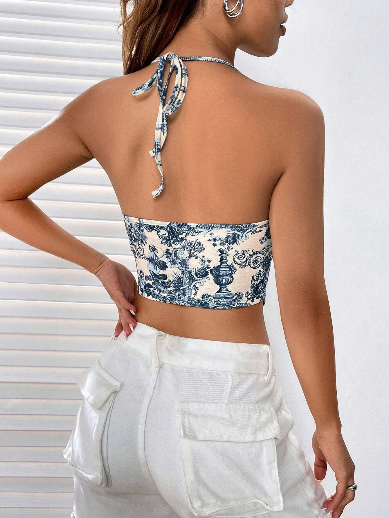 Women Summer Sleeveless Cami Tank Top Slim Fit Cropped Vest Design Daily Streetw