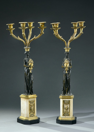 Grande Paire De Candelabres A Quatre Lumières - Fin 18e siecle