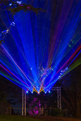 Lasers firing from a truss arrangement