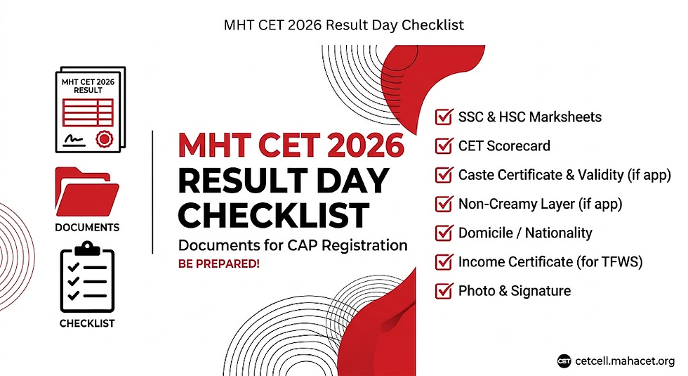 MHT CET 2026 Result Day Checklist: Documents You Need Before CAP Registration Begins