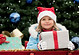 Little Girl with Christmas Present
