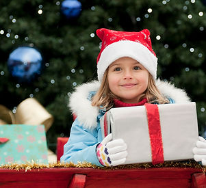 Little Girl with Christmas Present