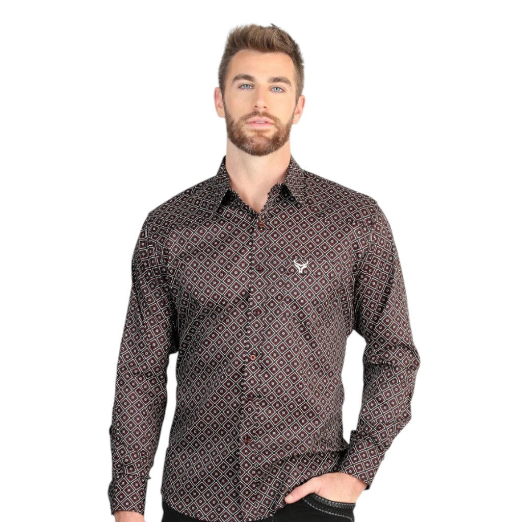 Camisa Vaquera Manga Larga Marrón 'El General' 45607