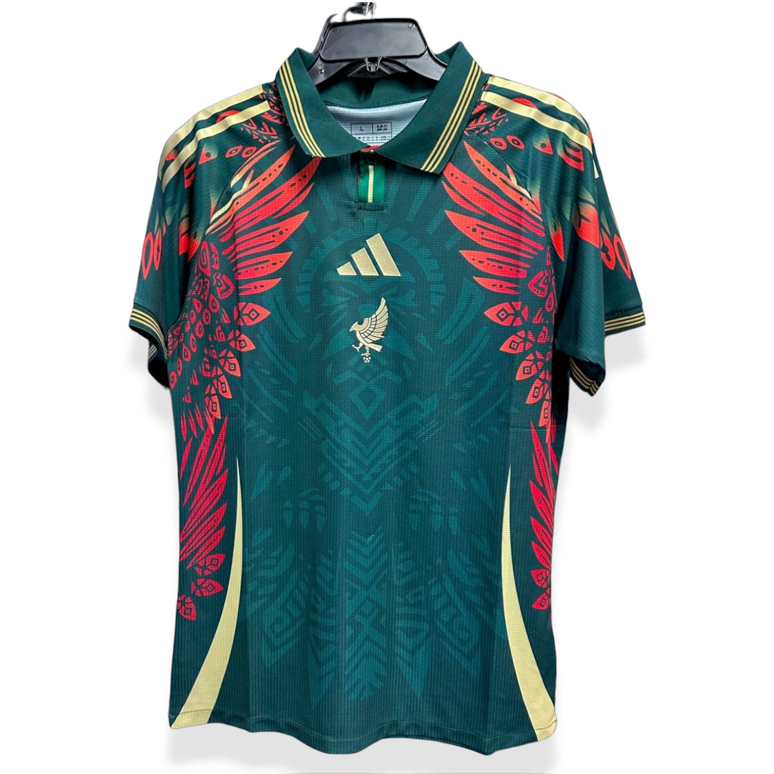Camiseta Fútbol México Verde/Rojo/Dorado Cuello tipo Polo