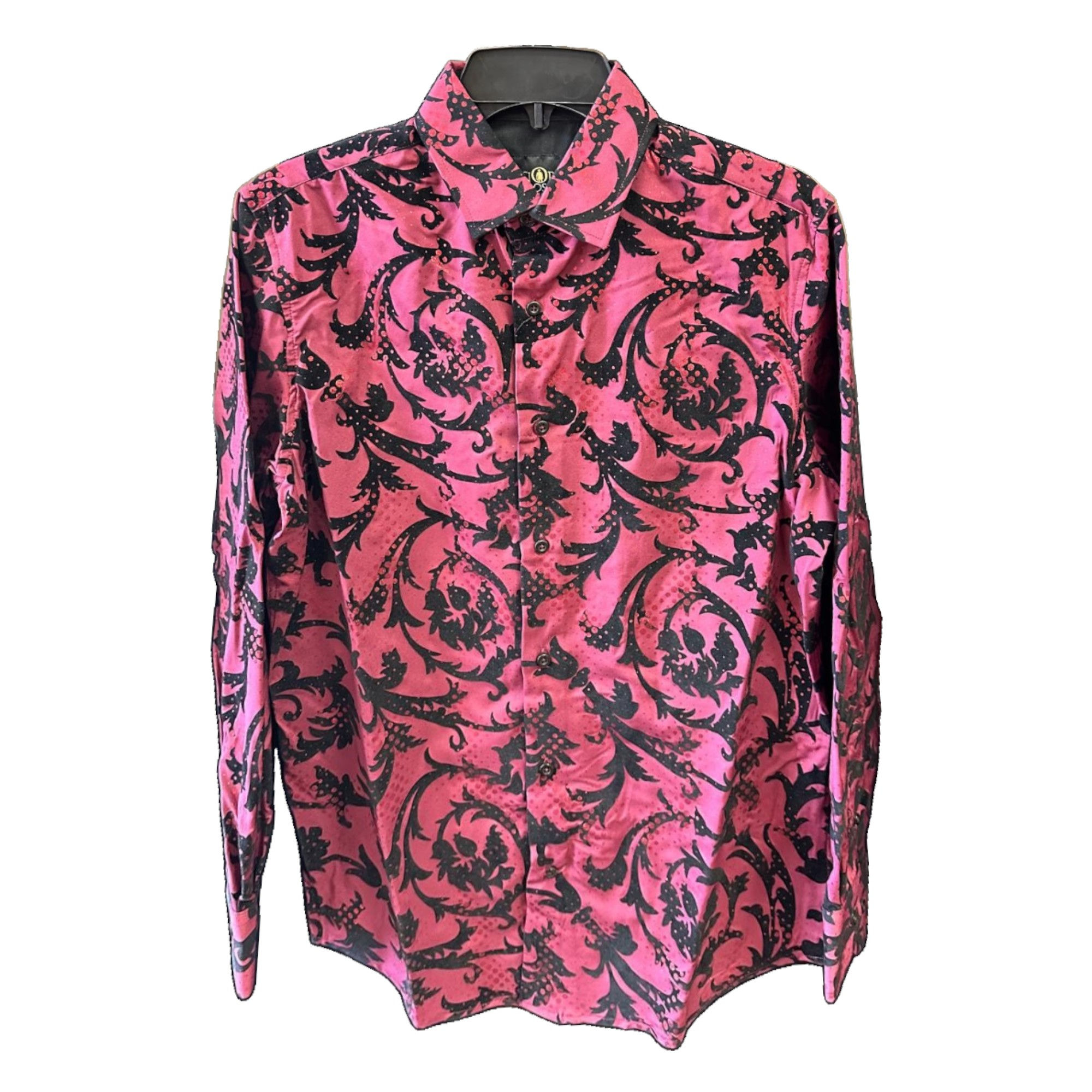 Camisa con Diseño Floral en Tonos Fucsia con Detalles Negros